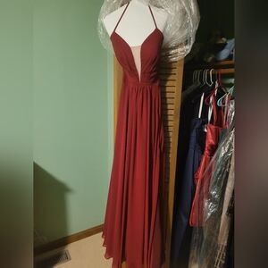Betsy & Adam Red Halter Gown for Weddings